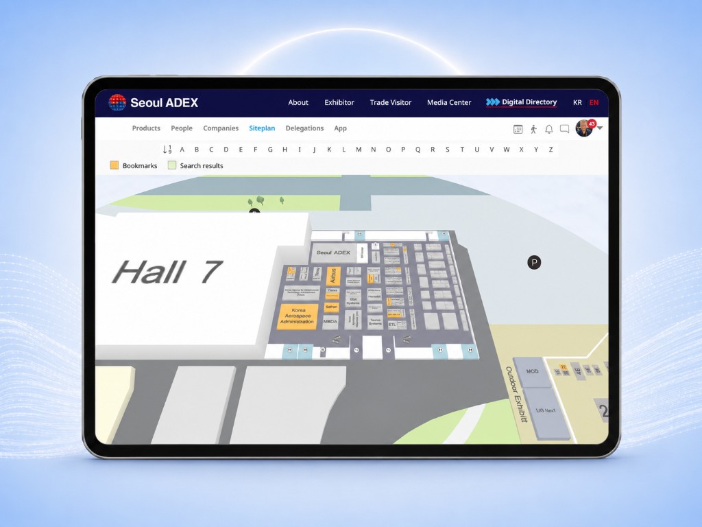 3D interactive floor plan — live venue navigation connected to the digital directory